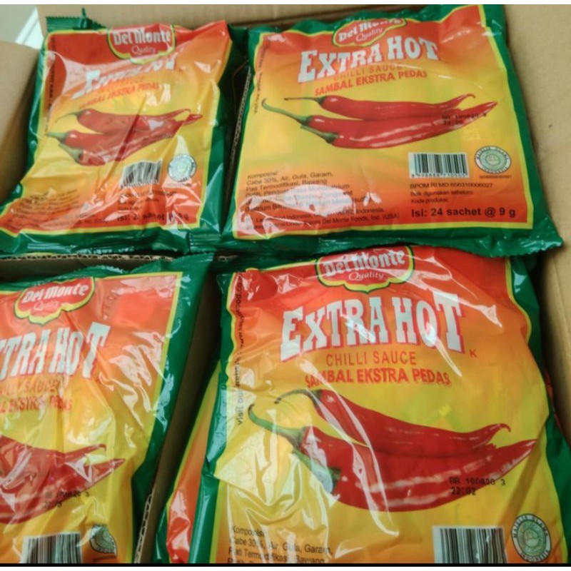 Delmonte Extra Hot / Ekstra Pedas Sachet per bungkus isi 24 x 9 GR