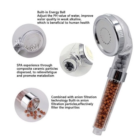 Kepala Shower Head Ion Super Ionizer Mineral Health Crystal Pancuran Air Kamar Mandi