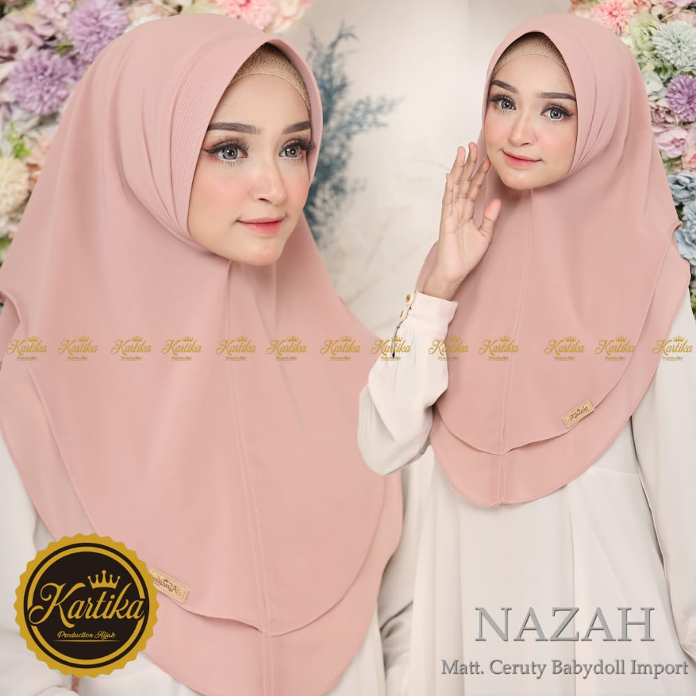 Hijab instan Nazah Ceruty 2 Layer Polos By Kartika