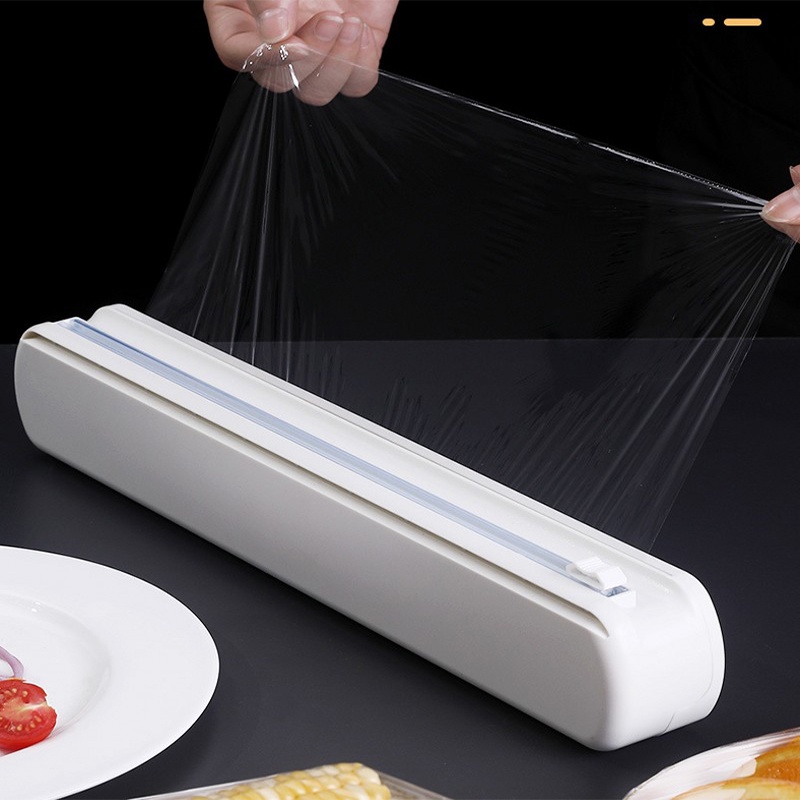 Hot Sale/Cling Wrap Dispenser/Kotak Pemotong Cling Film Kemasan Makanan/Plastic Wrap Cutter/Roll Box Plastic Cling Film Cutter Alat Dapur