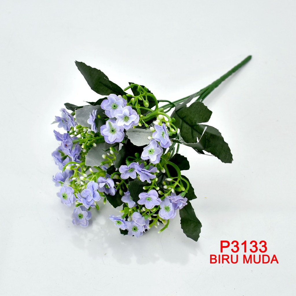 COD / TM99 BUNGA BUKET BUNGA ARTIFICIAL ROSE BUNGA PALSU IMPORT DEKORASI RUMAH / PESTA P3133-BIRU MUDA