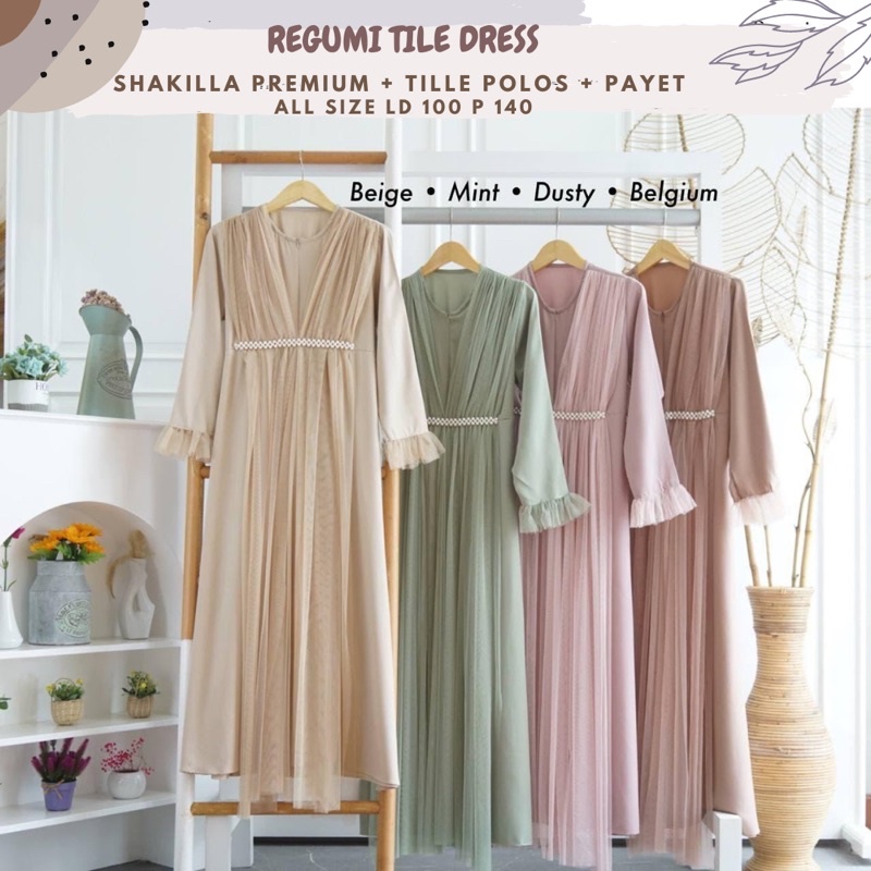 [ORI] Jasmyna Regumi Tile Dress Jumbo/Dress Tulle Ld 100 110/Dress Brukat Pesta/Dress Tile Seragaman/Dress Maternity