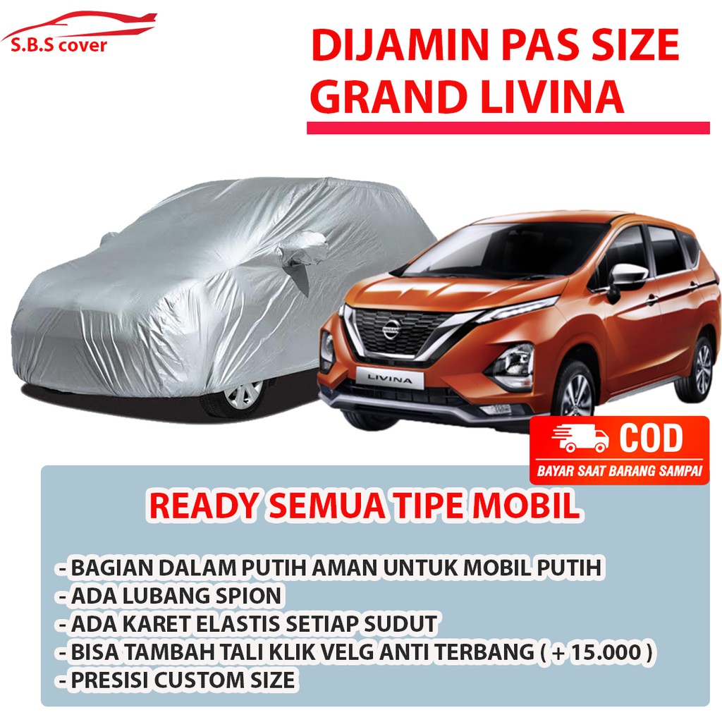 Body Cover Mobil Livina Cover livina Sarung Mobil Grand livina/livina xr/livina x gear/livina xv/avanza/ertiga/xenia/brio/ertiga gx/ertiga gl/ertiga lama/mobilio/new ertiga/mobilio/mobilio rs/calya/sigra/livina xv 1.5/livina long/livina hws all new livina