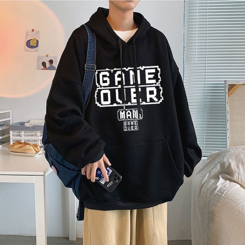 (S - 6XL) Hoodie/ Sweater Korean Style Harajuku GAME OVER JUMBO BIGSIZE UNISEX 5XL 4XL 3XL 2XL XL L M Unisex Urban Streetwear