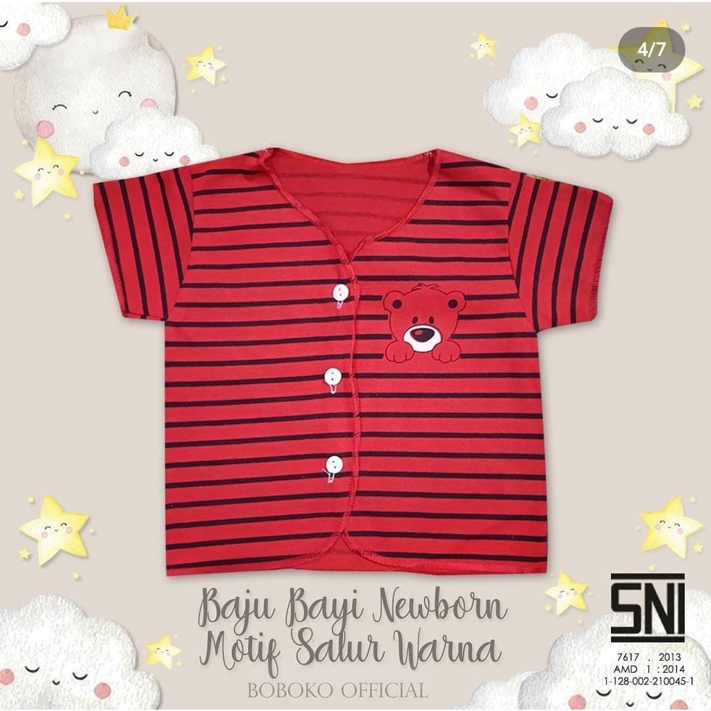 BOBOKO Baju Atasan Bayi Newborn Motif Salur Warna 0-3 Bulan