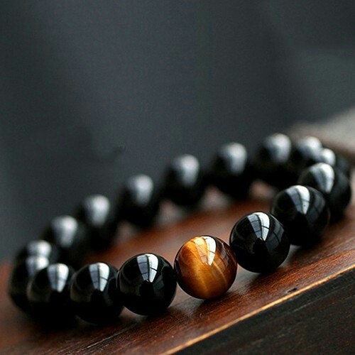 Gelang Batu Natural Black Onyx Tiger Eye Original