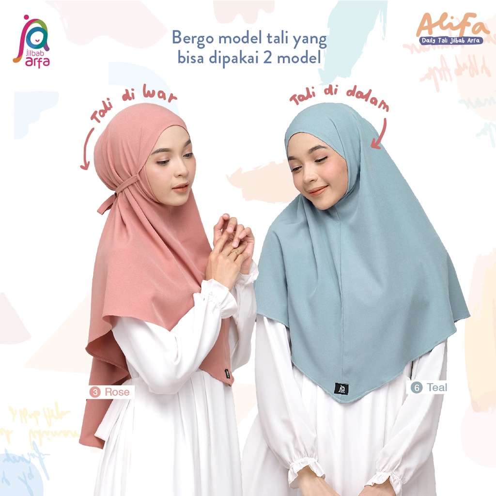 Jilbab Arfa Instan Alifa Teal - Bergo Maryam Tali Non Pet