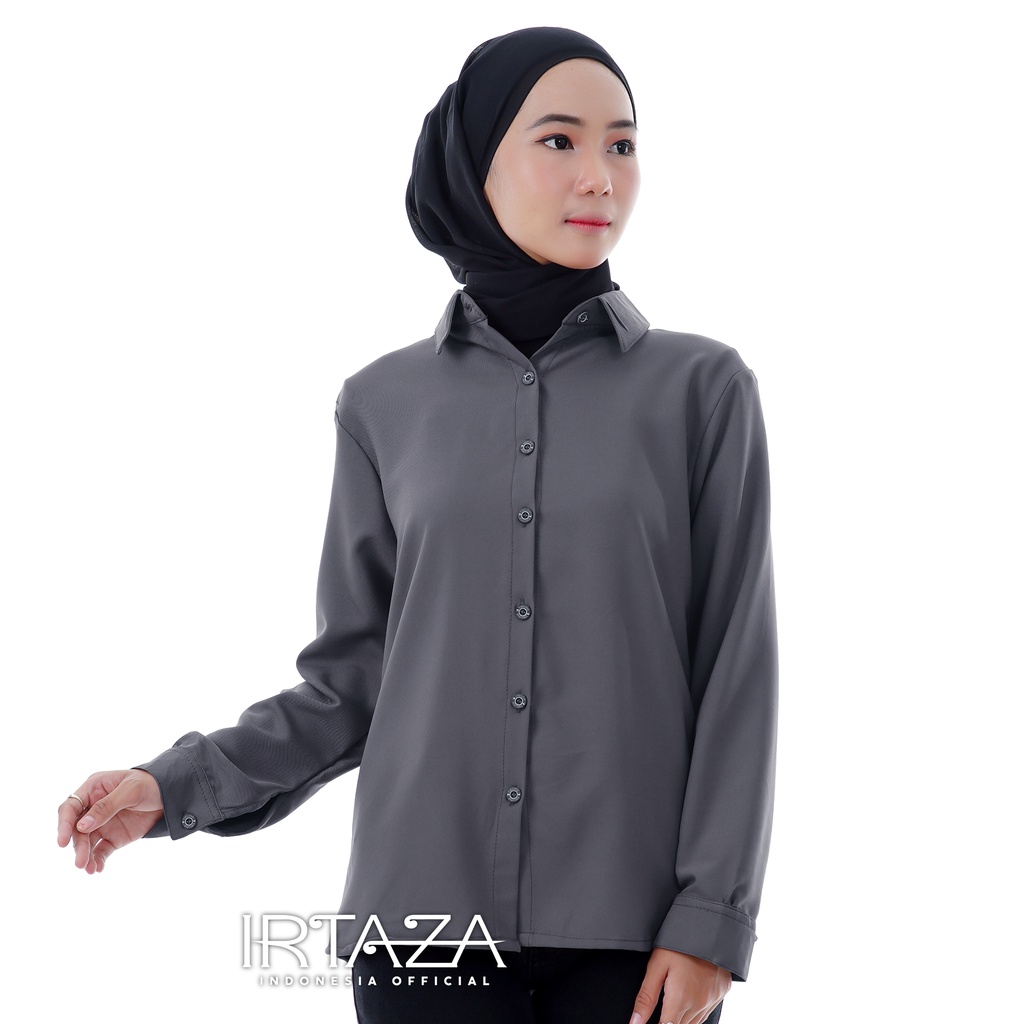 Kemeja Wanita Polos Pretty Woman Basic Original Madame Sexy-Dark Grey