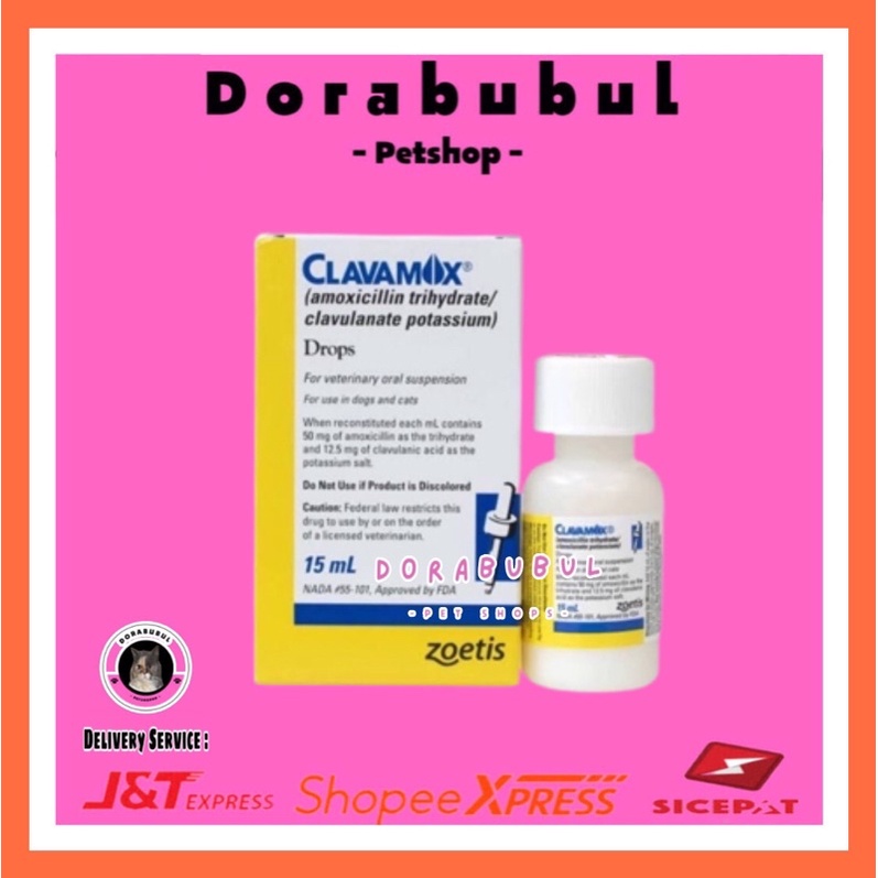 Dorabubul CLAVAMOX ANTIBIOTIK / KUCING HEWAN PELIHARAAN CLAVAMOK 15ML