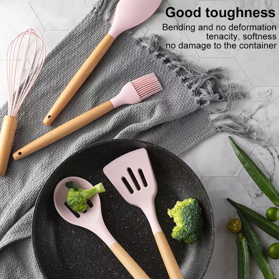 Silicone Utensil Set 11 Pcs Peralatan Dapur Alat Masak Silikon Baking Sutil Spatula Set Silikon-3