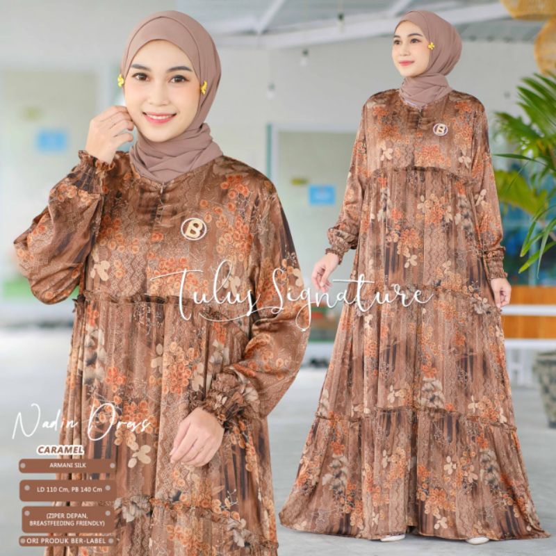 NADIN DRESS BY TULUS SIGNATURE / GAMIS MOTIF MUSLIMAH / Dress wanita armani silk premium