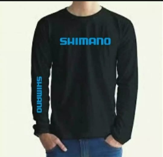 KAOS BAJU TSHIRT PRIA KEREN SIMPLE UNIK SHIMANO PANJANG (SABLON BIRU) # KAOS MANCING # KAOS SEPEDA