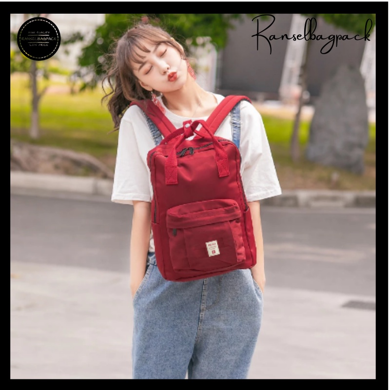 Tas Ransel Wanita - Sekolah Kuliah Kerja Laptop Traveling Backpack Punggung Bahu Multifungsi Kekinian Terbaru Murah Bagus Anti Air Waterproof Model Korea Import Lokal Original Simple Elegan Casual Kapasitas Besar Perempuan Cewek