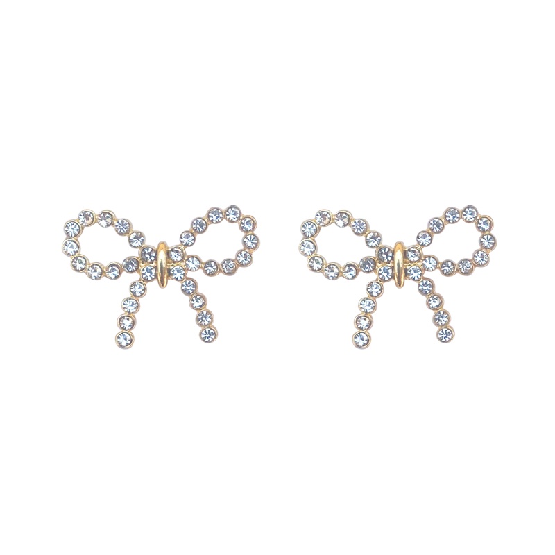 1Pairs Cute Mini Bowknot Silver Crystal Rainstone Earring Jewelry Accessories  Girls Gift