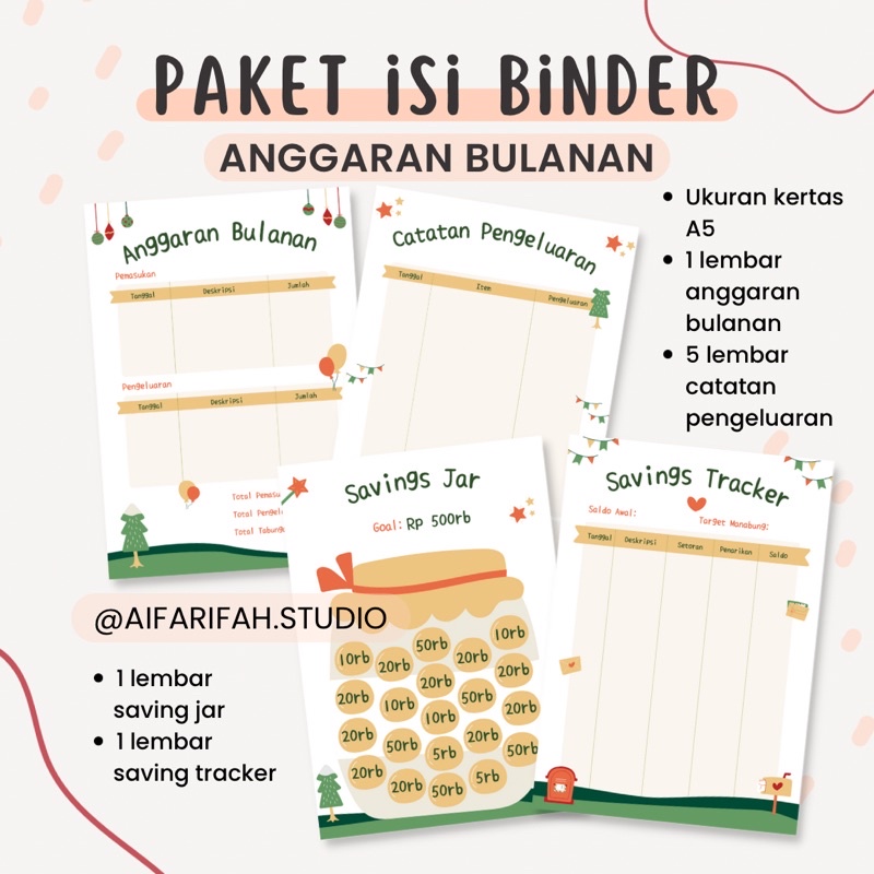 

PAKET ISI BINDER ANGGARAN KEUANGAN BULANAN LENGKAP