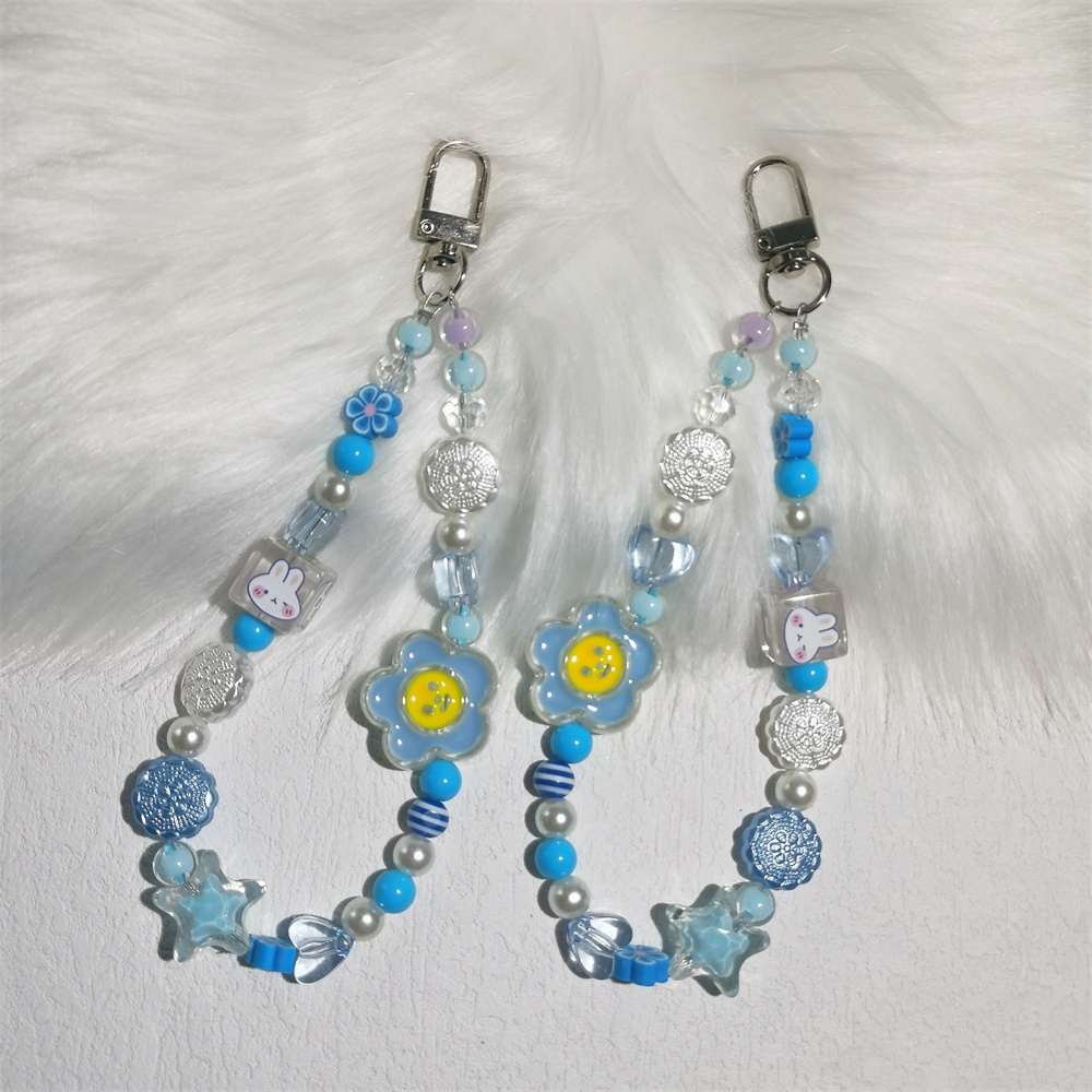 Case Pelindung Transparan Dengan Gantungan Kunci Biru Untuk Iphone 14 6 6S 13 7 + 8 Plus SE 2020 XS XR 11 12 Mini PRO MAX