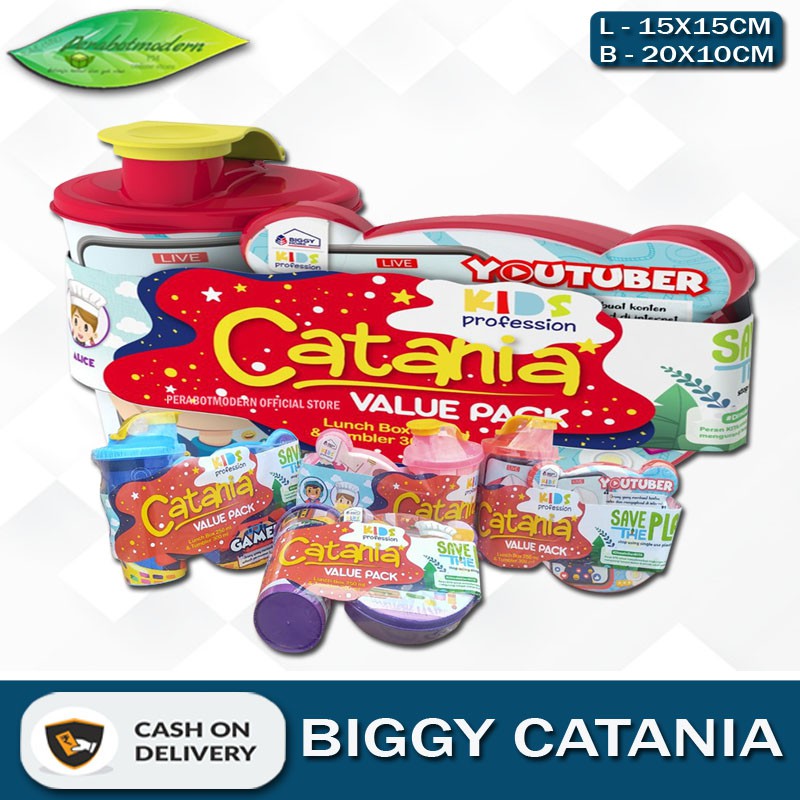 Tempat Makan Anak Biggy Catania / Lunch Box Catania Set Botol Minum / kotak makan minum botol es panas bekal anak sekolah piknik outdoor olah raga plastik