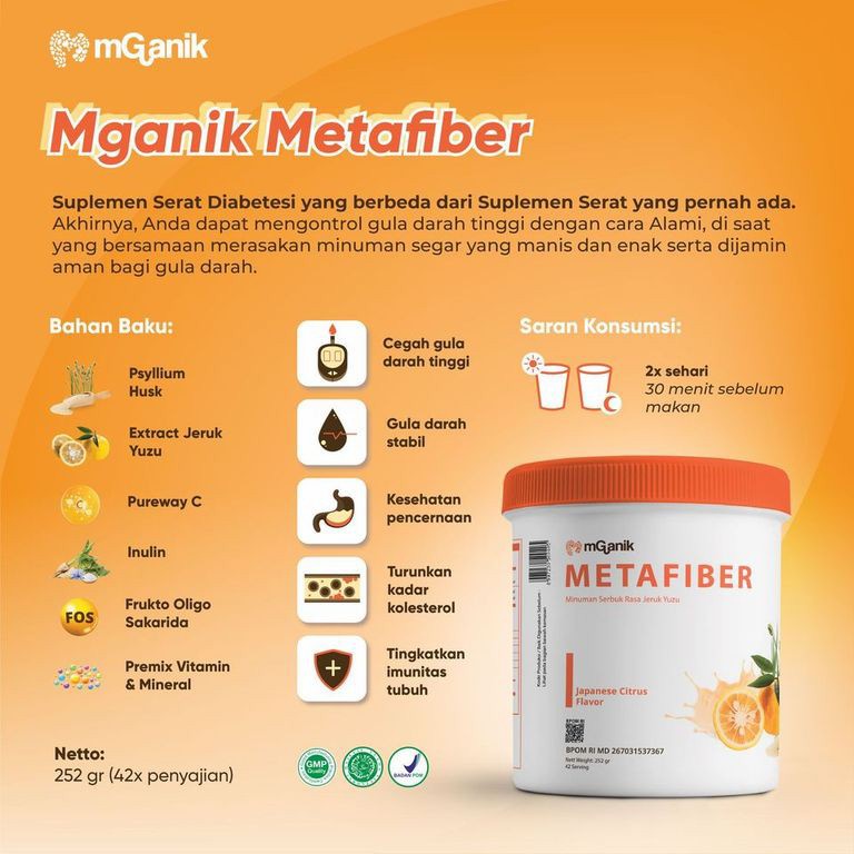 METAFIBER MGANIK 252 gram /  Multi Grain Multigrain Murah Original 100% / Atasi Diabetes Kolesterol Gula Darah