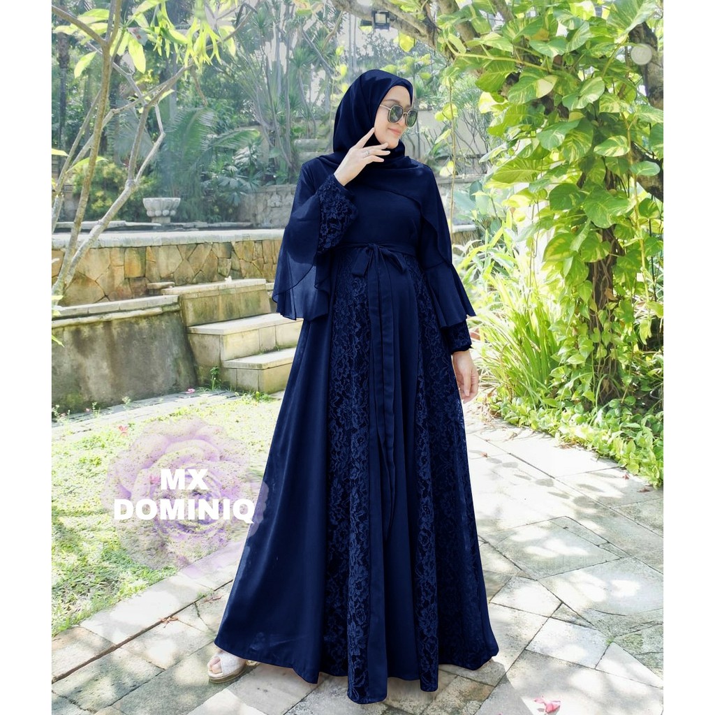 BISA COD - MAXI DRESS DOMINIQ / GAMIS BRUKAT WANITA / BAJU PESTA KONDANGAN FASHION HIJAB MUSLIM