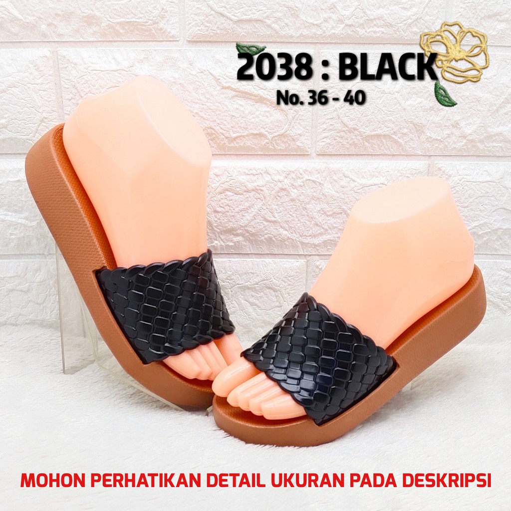 Sandal karet wanita 2038 Hys Sendal karet jelly cewek terbaru SDLWW-Black