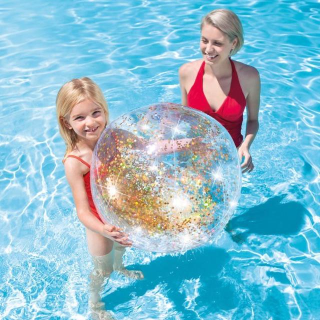 TERBARU Bola Renang INTEX 58070 Bola Pantai Transparent Glitter