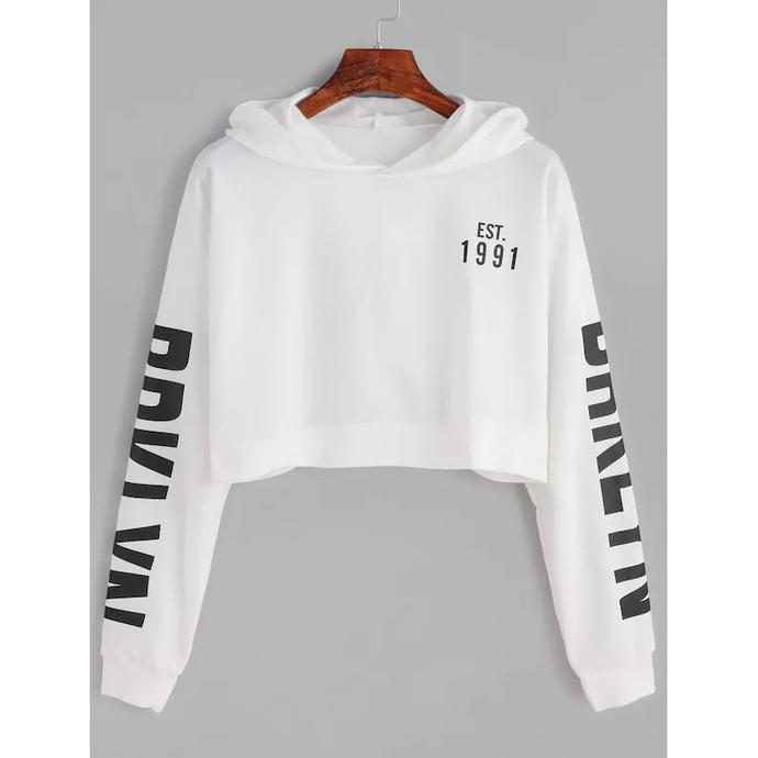 CROP TOP WANITA !! SWEATER EST 1991 BRKLYN CROP HODIE HOODIE HOKYFASHION {PRODUK TERBARU}