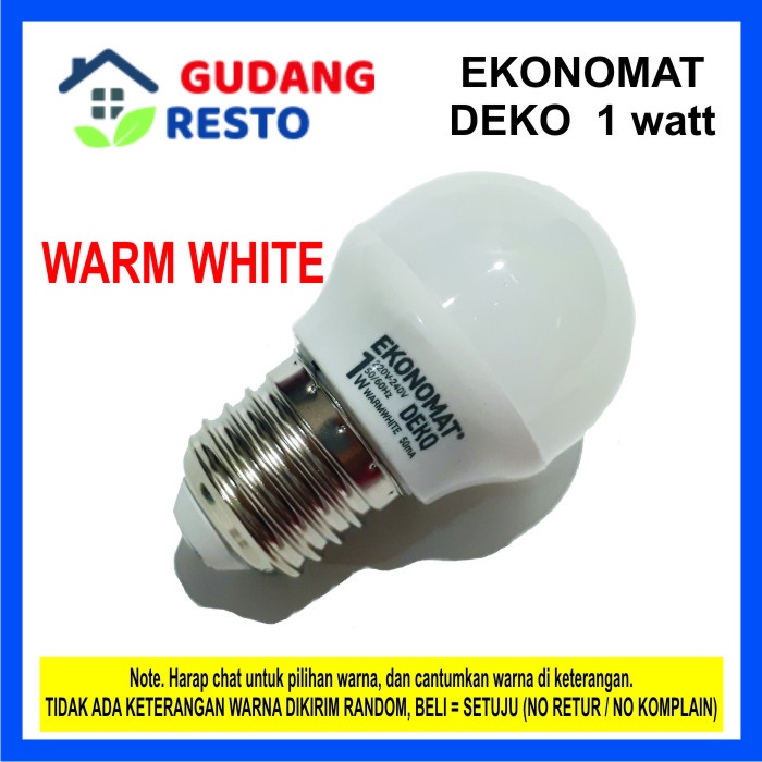 HARGA PER BOX / KARTON / DOS ISI 100 pcs BOHLAM LED 1 Watt Ekonomat DEKO Bola Lampu Tidur / Malam / Kafe / Cafe / Hotel BAYAR DITEMPAT PUTIH TERANG /  DAYLIGHT / WARM WHITE / PUTIH HANGAT