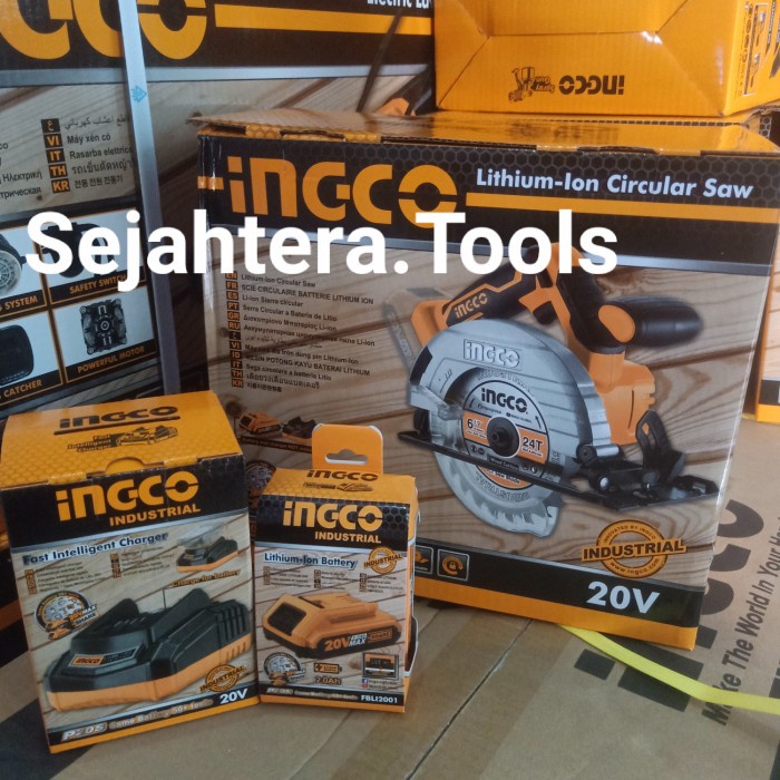 CSLI1651 INGCO CIRCULAR CORDLESS BATERAI GERGAJI KAYU SERKEL 20V