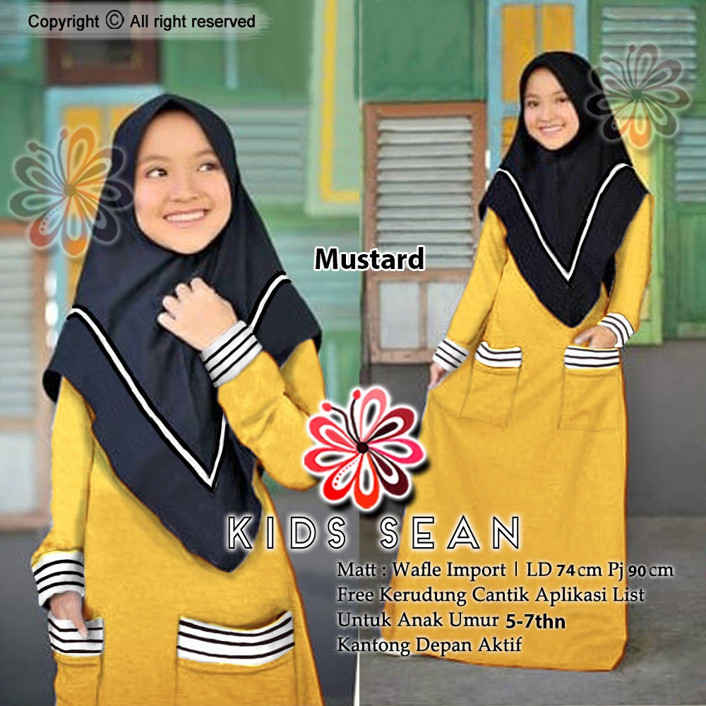 Maxi Sean Kids/ Gamis Anak Usia 5-7 Tahun Best Seller /Gamis Anak/Baju Muslim/ Syari Anak Muslimah