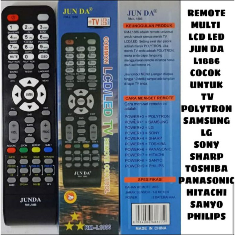 REMOT TV RM- L1886 UNIVERSAL UNTUK SEMUA TV LCD/LED