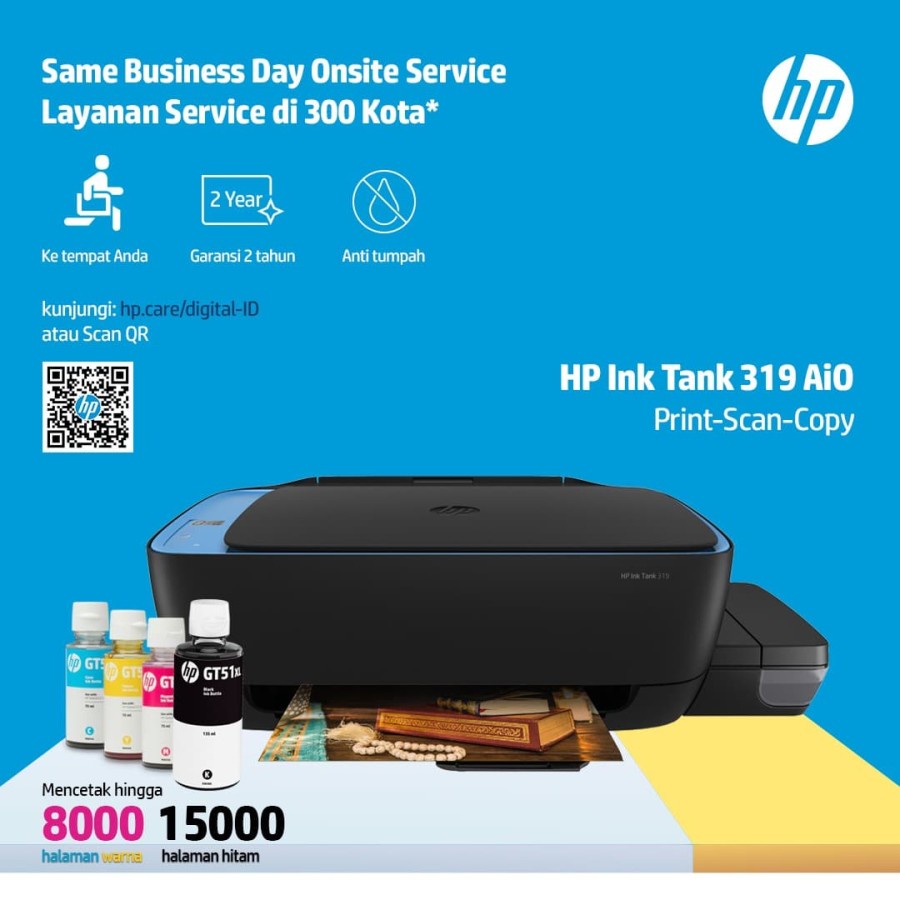 HP PRINTER INK TANK 319 - HP INK TANK 319 (GT53 BLACK) GARANSI RESMI