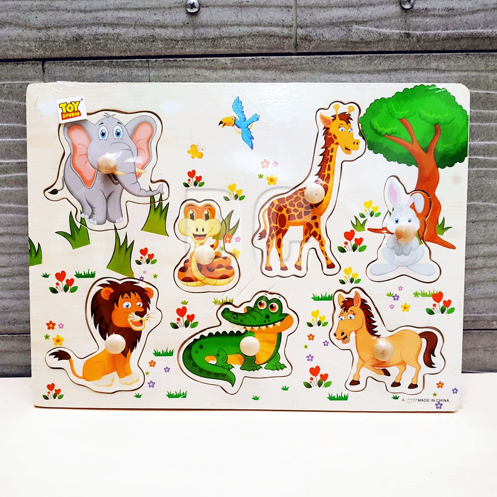 Animal Puzzle Kayu BESAR Mainan Edukasi Jigsaw Wooden Binatang Hewan