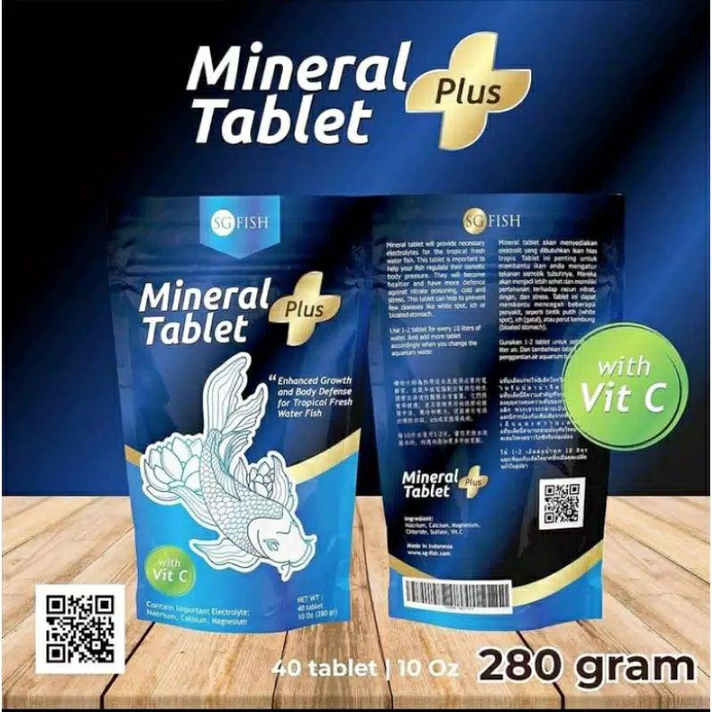 (40 tablet) Mineral Tablet Plus SG Fish Vitamin C Garam Ikan 40 Kaplet 280gr