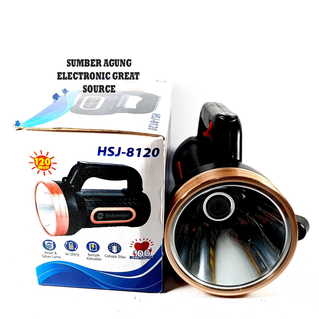 Senter Tangan LED 120W 120 Watt Hakamitsu HSJ8120 Cas Super Terang