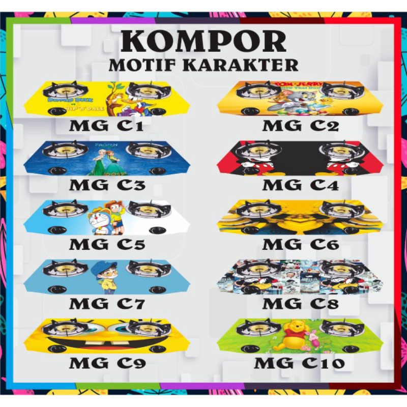 Stiker Kompor 2 Mata Motif Kartun Varian Sticker Kompor Waterproof