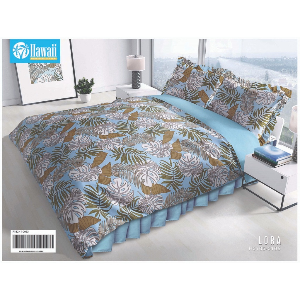 Bedcover Set Hawaii Motif Lora - 180x200x20cm / Bedcover Hawaii Murah