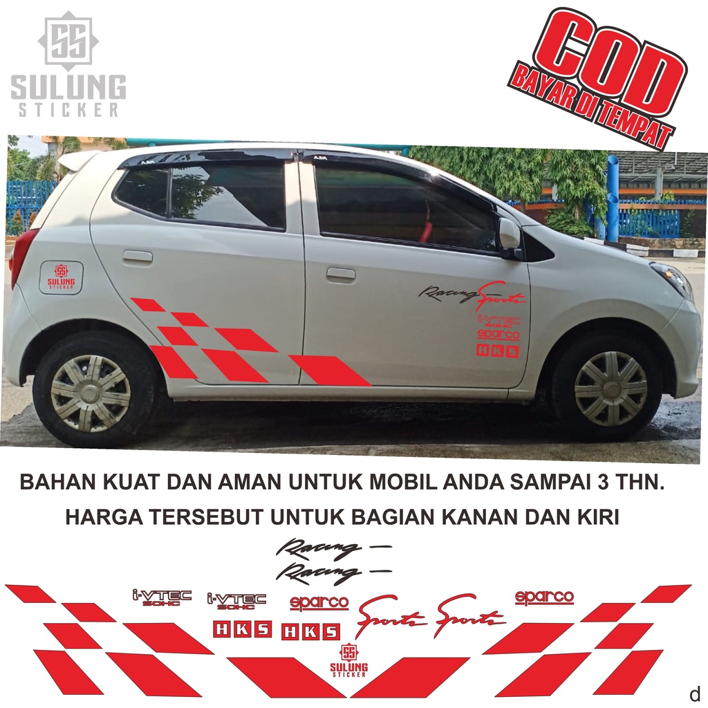 Stiker Mobil Simple Agya Ayla Yaris Jazz Brio Variasi Cutting Sticker Competition Aksesoris Keren Simpel Terbaru