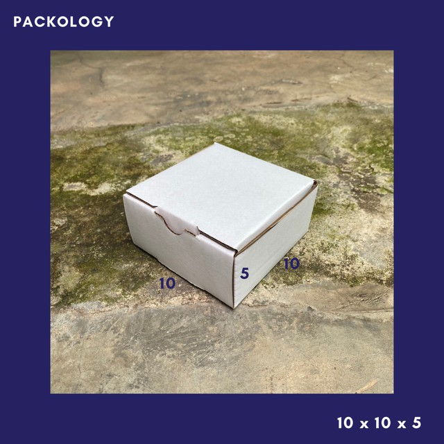 BOX/KARDUS/DUS DIE CUT 10x10x5 cm PIZZA PACKAGING POLOS OLSHOP (best seller untuk barang kecil)-Putih