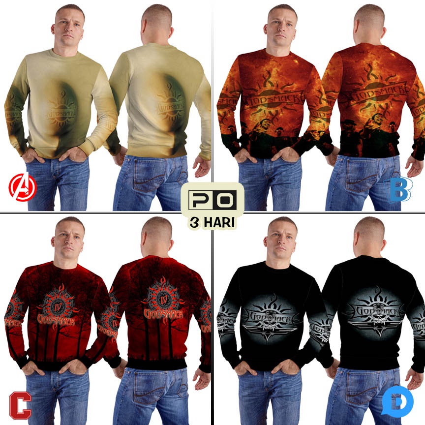 Sweatshirt Godsmack Sweater Sweatshirt Fullprint Bahan Polyester