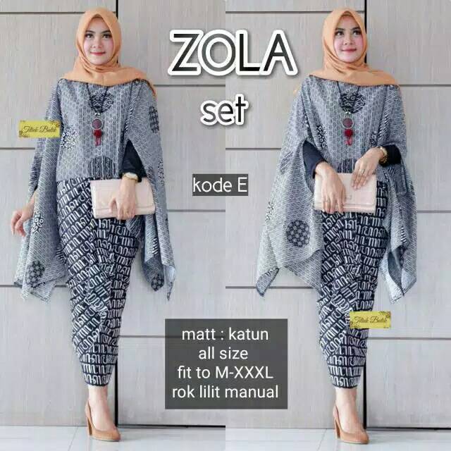 ZOLA SET Fashion Wanita Batik Solo Modern Batwing