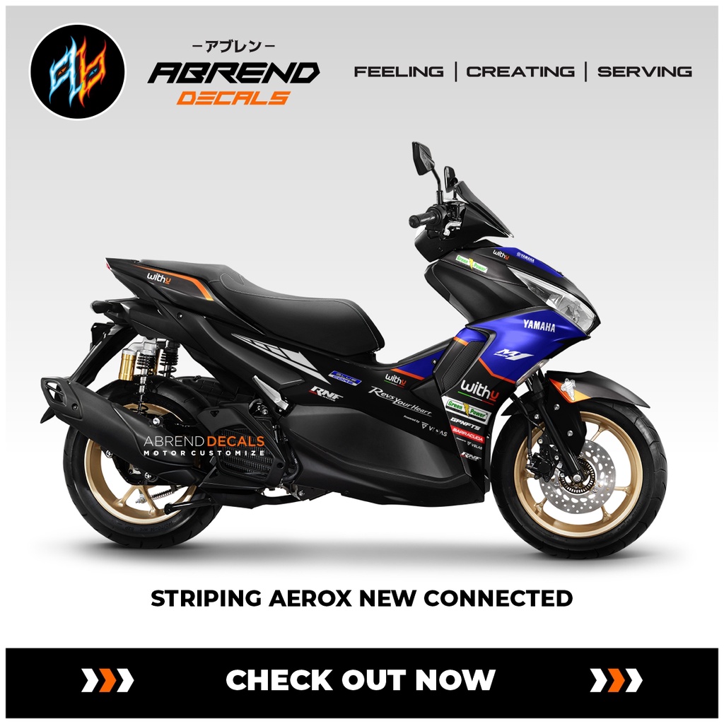 Striping Aerox New Connected RNF Withu Racing / Stiker Motor Yamaha Aerox Baru / Stock Decals