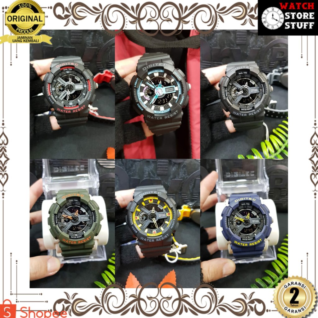 JAM TANGAN PRIA WANITA | RANTAI | KULIT | KARET | MURAH | PRIA DIGITAL UNTUK BERENANG DIGITEC DA-202