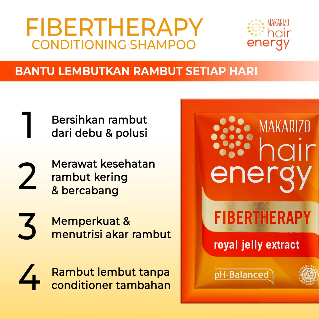 Makarizo Hair Energy Fibertherapy  Conditioning Shampoo Royal Jelly 10 mLx12 / Shampo Kondisioner-3