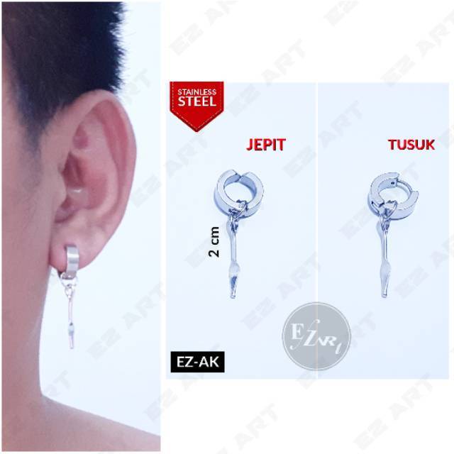 1Pc Model EZ-AK Silver Anting Pria dan Wanita Jepit Tusuk Variasi Bandul Panah Tombak