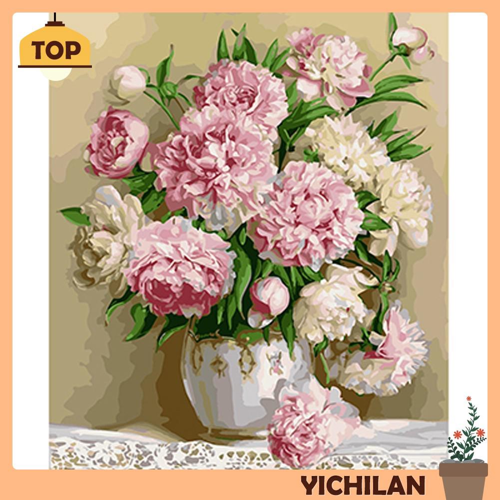  yilan Lukisan Kanvas Cat Minyak DIY Gambar  Bunga  Peony 