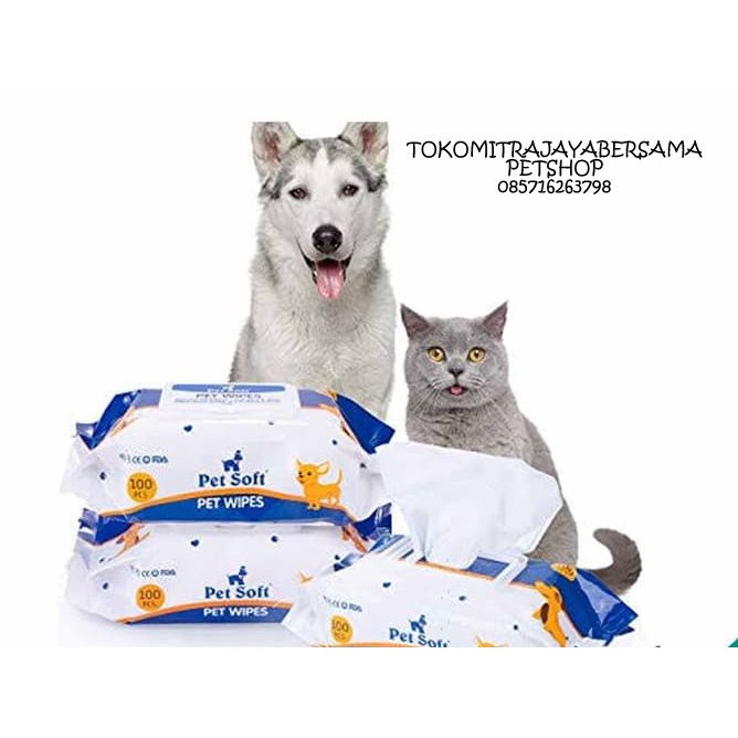 PET SOFT PET WIPES 100LBR  TISSUE BASAH HEWAN TISU BASAH KUCING ANJING KELINCI