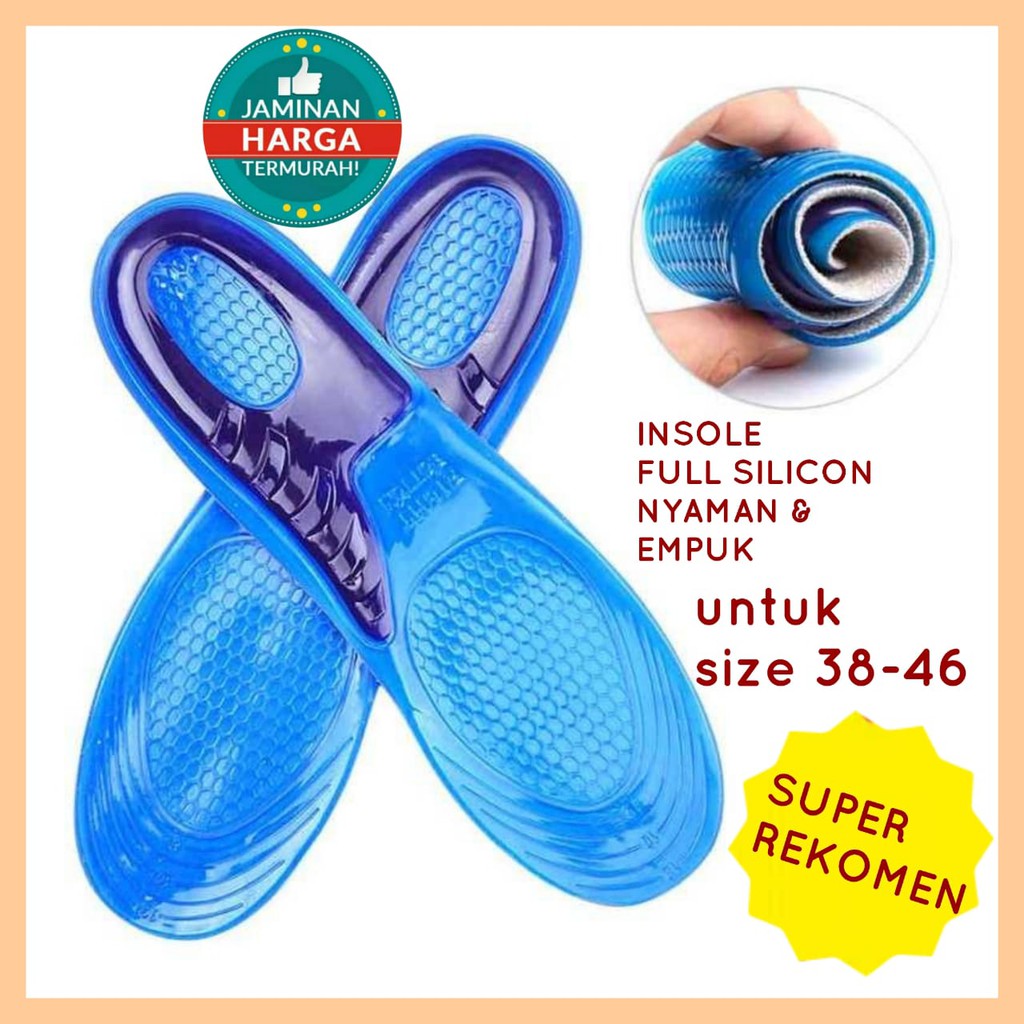 1 Pasang Insole Silicone Full / Alas Sol Dalam Sepatu Shock Absorb Gel Orthotic Arch