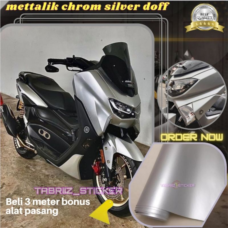 Stiker skotlet metalik krom silver doff Sticker Scotlite motor metalic chrom doff infinity