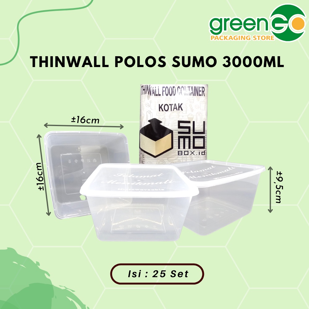KOTAK THINWALL SUMO 3000ML ISI 25 SET TEMPAT MAKAN PLASTIK JUMBO TOPLES PLASTIK BESAR WADAH PLASTIK 