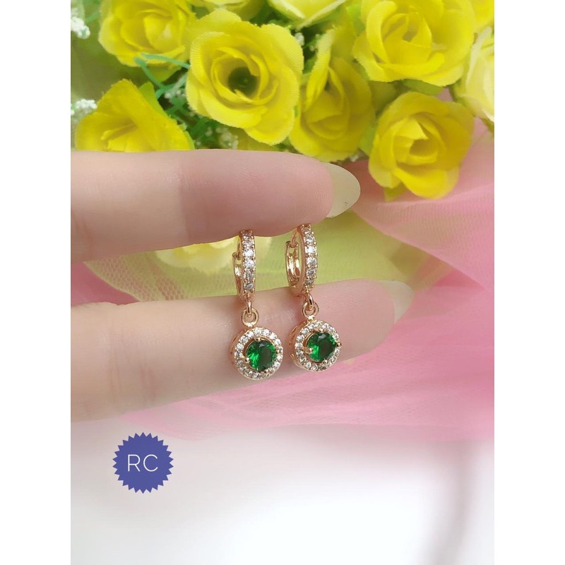Anting Xuping Gold Batu Hijau Perhiasan Wanita Murah anti karat